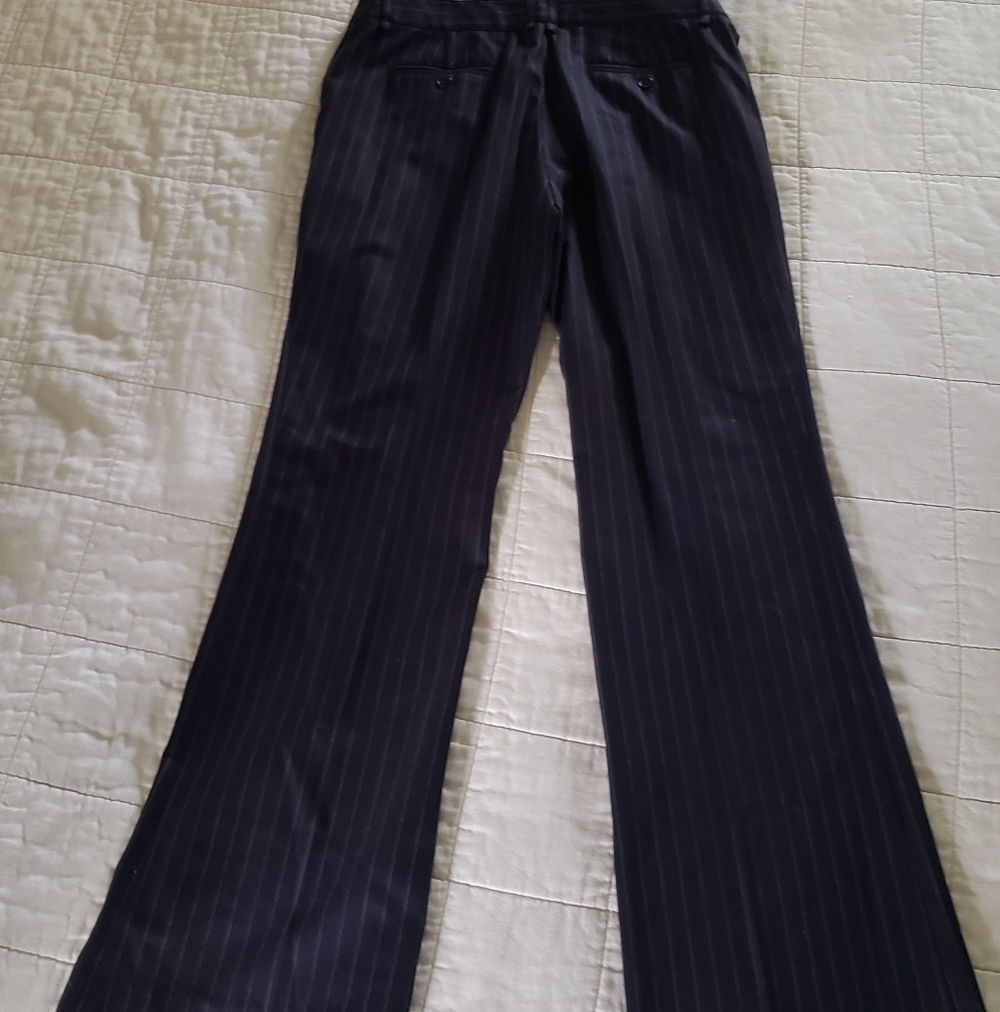 BCBGMaxazria Wool Wide Leg Trouser Pinstripe Dress Pants Size 8 Black - Picture 3 of 10
